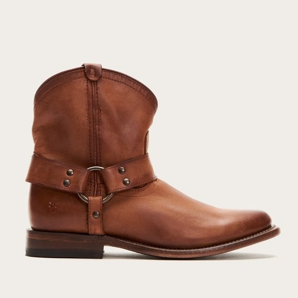 Frye Wyatt Harness Cognac Leather Cowboy ShortBoot
